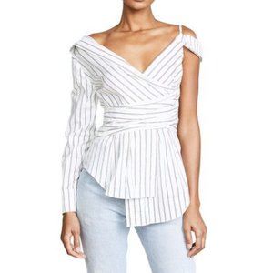 NICHOLAS Off-Shoulder Asymmetrical Shirt